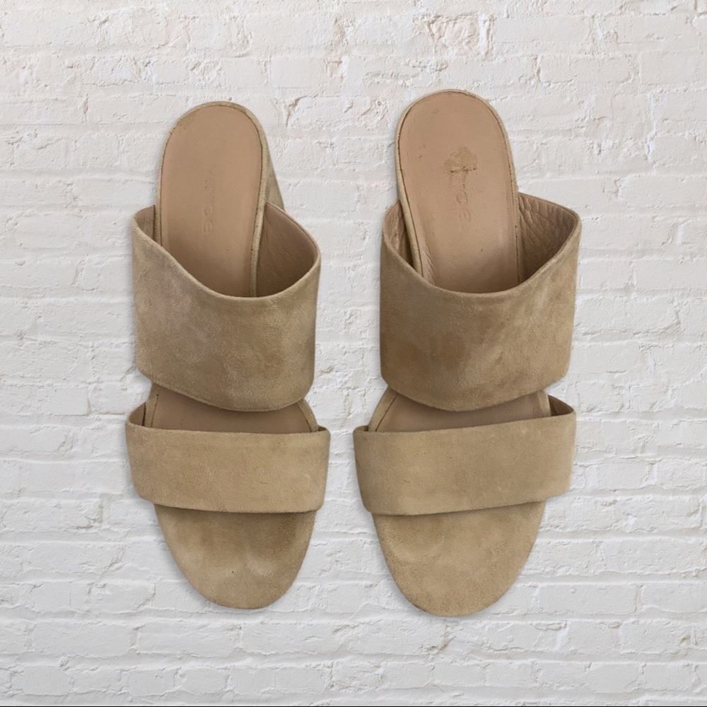 Vince Nude Suede Slides size: 7